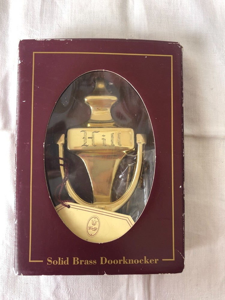Solid Brass Door Knocker, Original Box, "Hill"