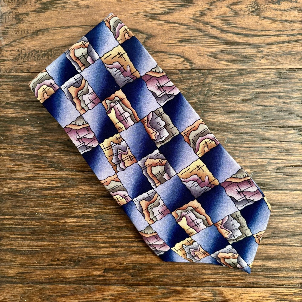 Retro Science Necktie Elevation Map Graphics Molecular Expressions Silk 80s Tie