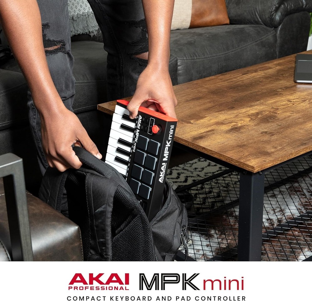 25-Key Portable USB MIDI Keyboard with 8 Drum Pads & Knobs for Pro Producers