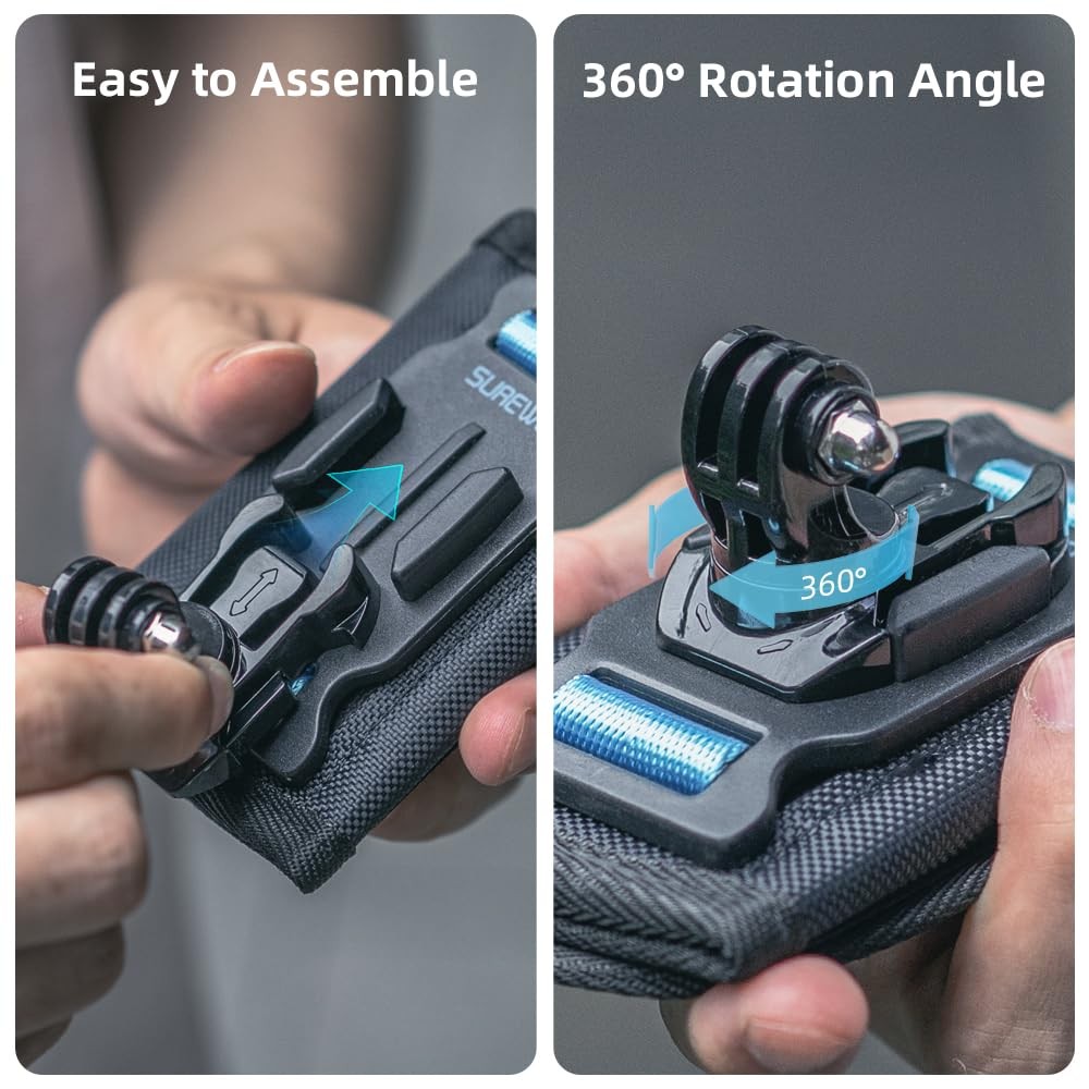 Backpack Shoulder Strap Mount Camera with Adjustable Shoulder Pad and 360 Deg...