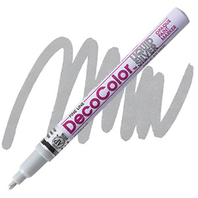 DecoColor, Paint Marker, Silver Ink, Opaque Marker, Permanent, Fine Point