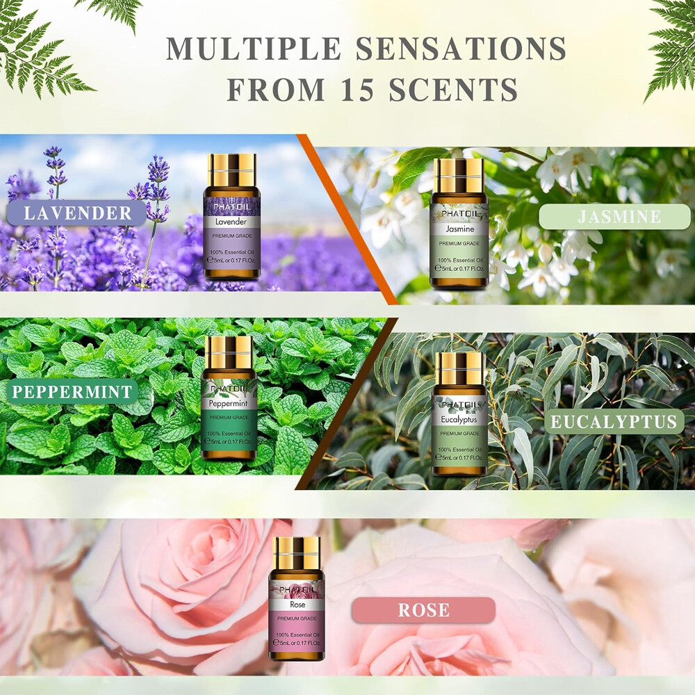 15x 5ML Essential Oil Set Aromatherapy Gift Kit 100% Pure Oils for Humidifier