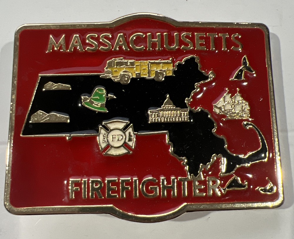 Massachusetts Firefighter Belt Buckle
