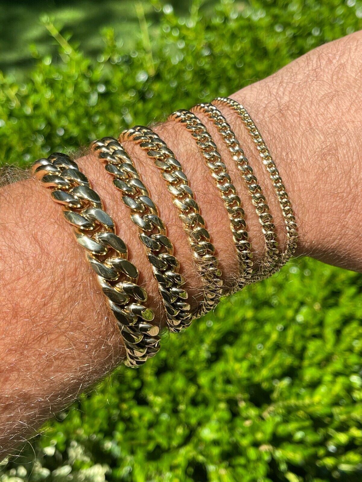 Miami Cuban Link Chain Necklace Bracelet 14k Gold Plated Stainless Steel 4-14mm