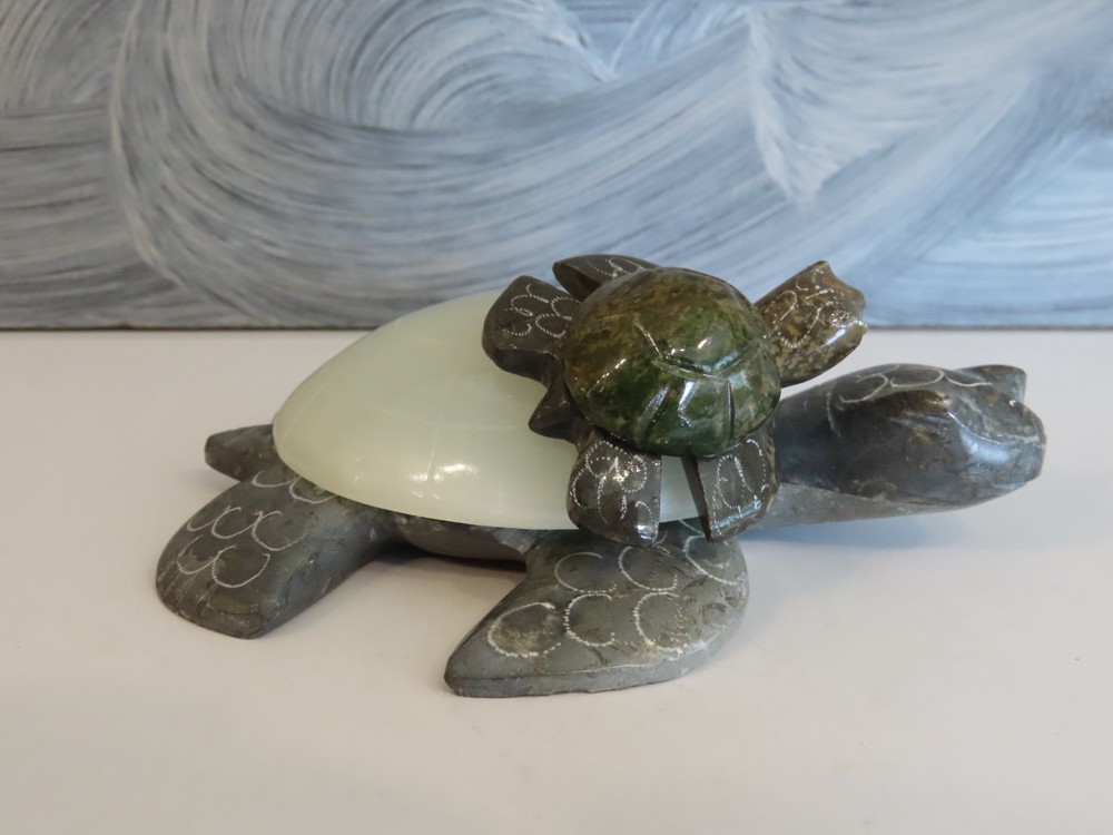 Marble Stone Carved Turtle & Baby.