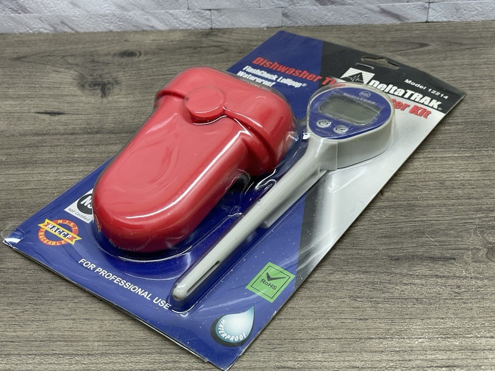 DeltaTrak 12214 Professional Use FlashCheck Dishwasher Thermometer Kit New