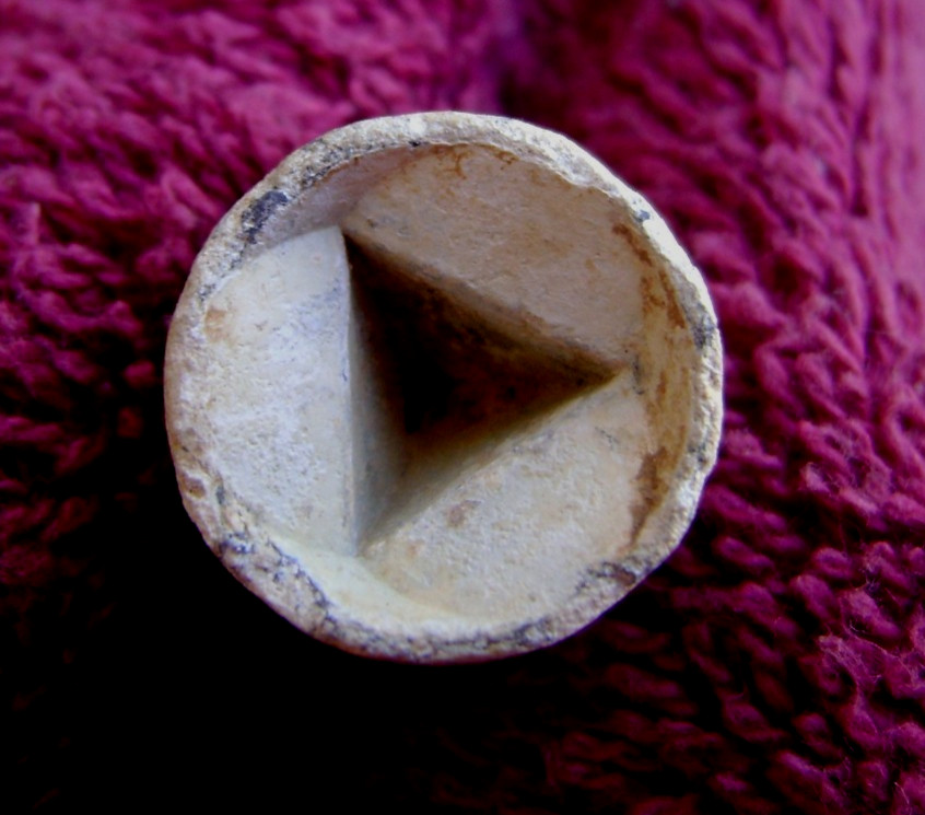 RARE .69 CALIBER FRENCH TRIANGLE CAVITY BULLET WITH TALL BASE (SHILOH)