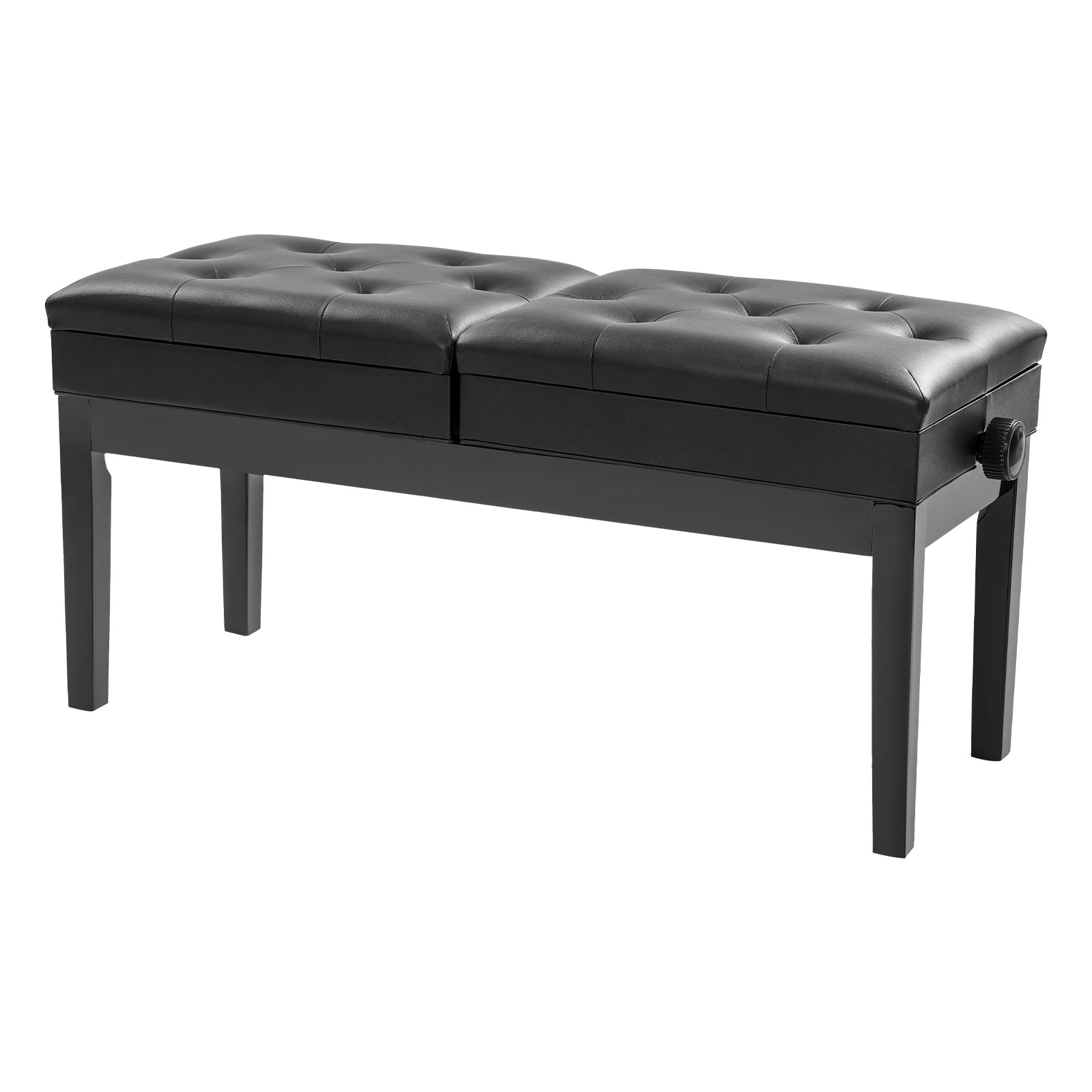 Double Seater Piano Bench Adjustable Duet Piano Bench w/ Storage Box 200 kg max.