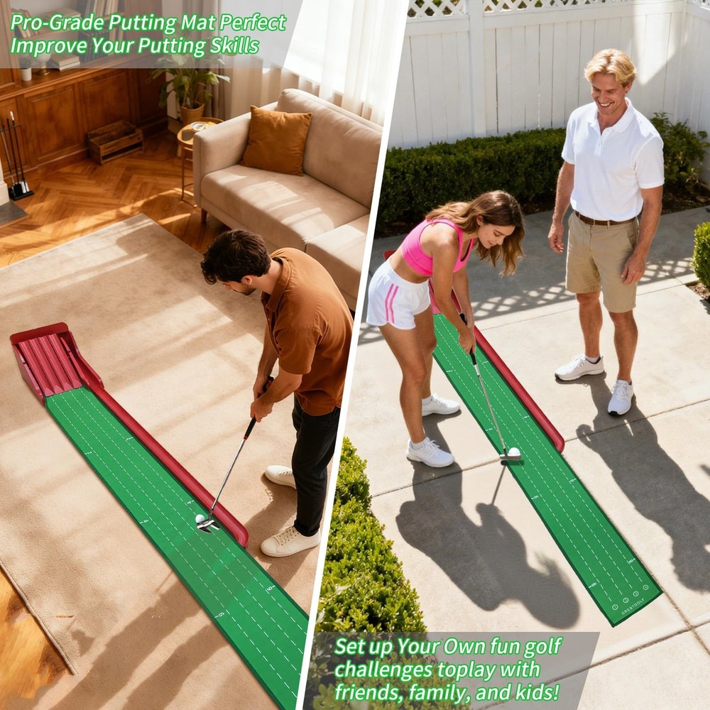 Best Golf Putting Mat with Fun 4 Flips for Uphill Function Challenge Game Green