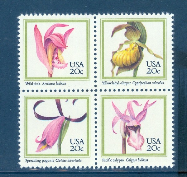US 2076-2079 Orchids, Block/4, Mint NH