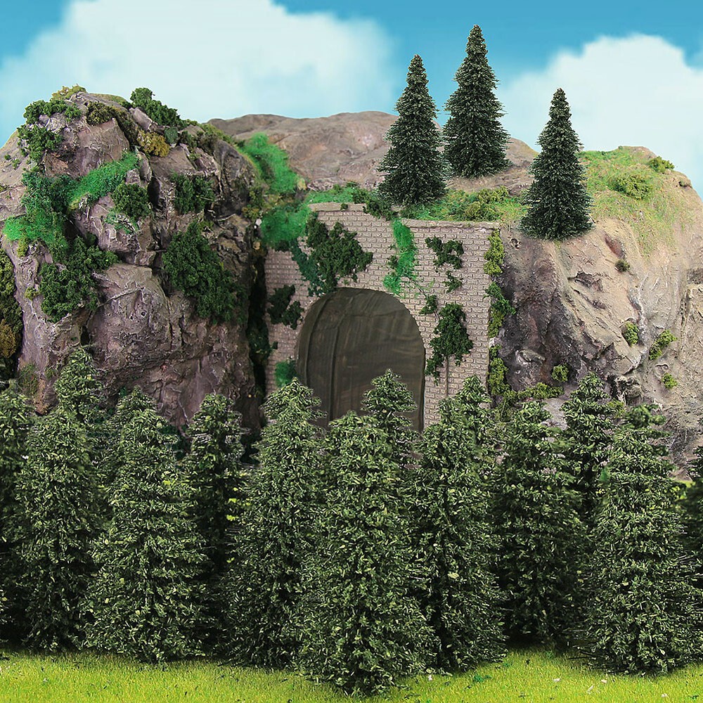 50pcs Model Pine Trees 5cm Deep Green Pines for N Scale Model Railroad Layout