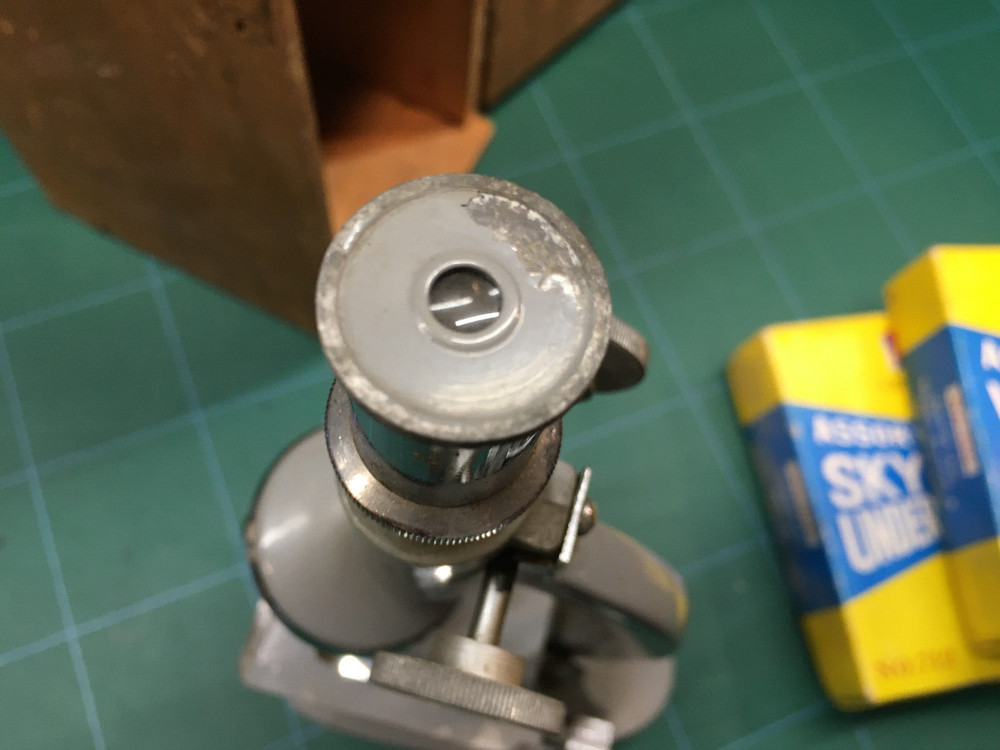 ATCO Microscope Model 1377 W/Original Box & 24 Pre-made Slides! READ BELOW!