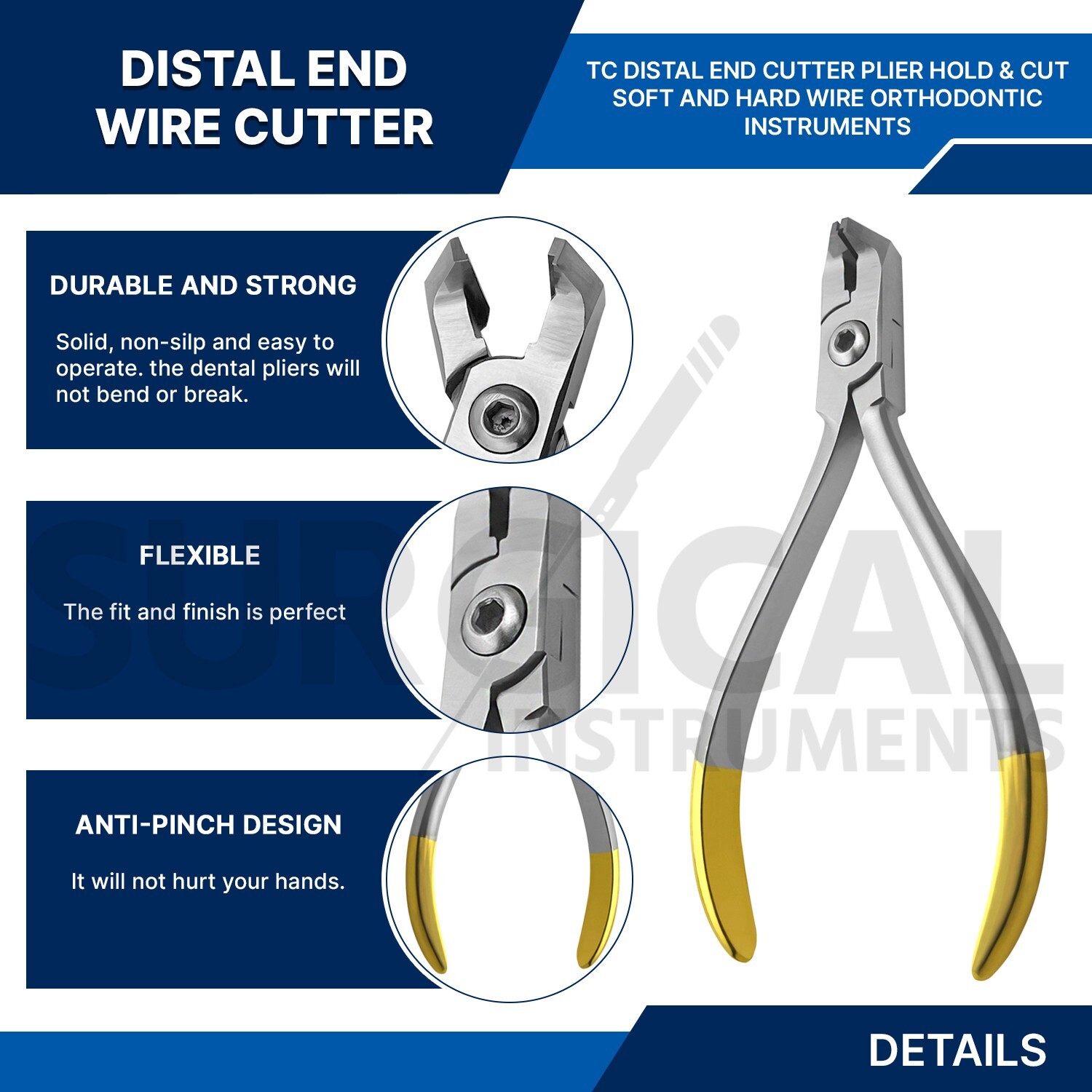 12 T/C Distal End Cutter Cut & Hold Plier Dental Orthodontic Pliers German Grade