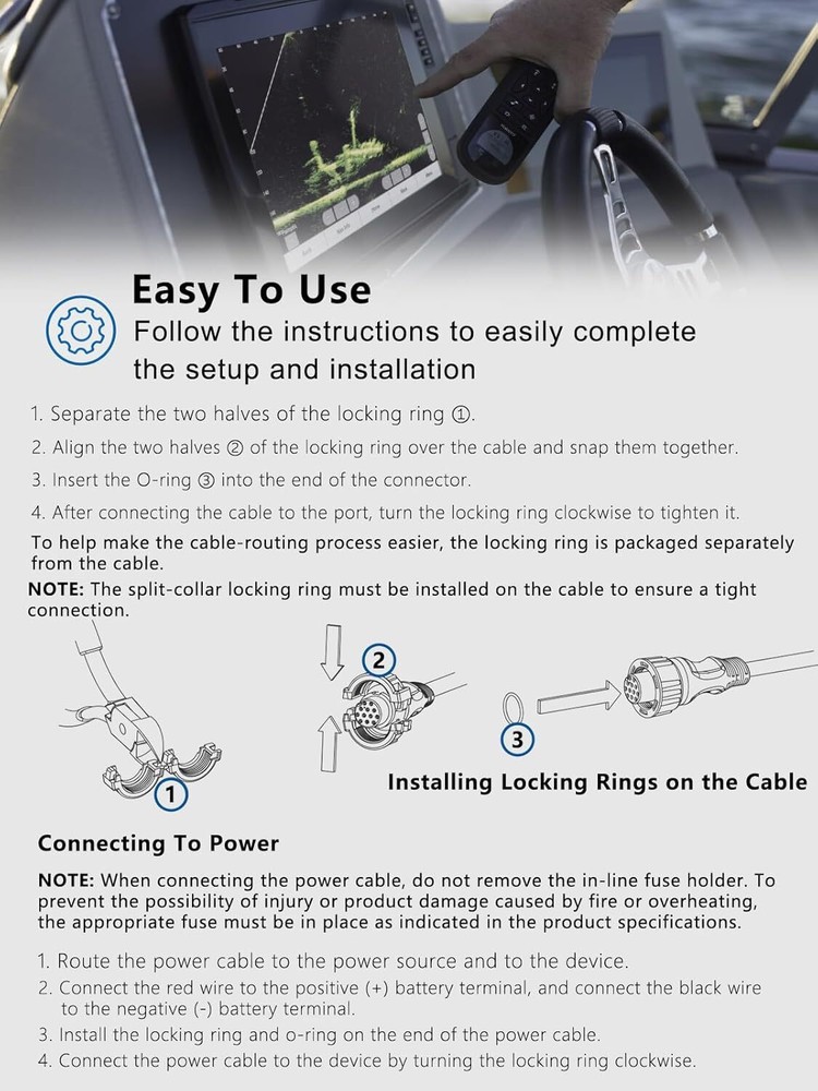 for Garmin 010-11425-01 Threaded Transducer Power Cable GLS 10 Sonar Module