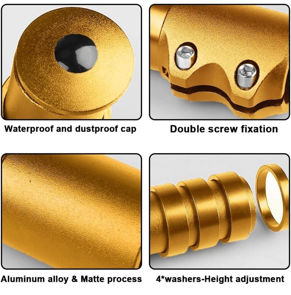 AMYIPO Bicycle Fork Stem Extender Handlebar Neck Gold