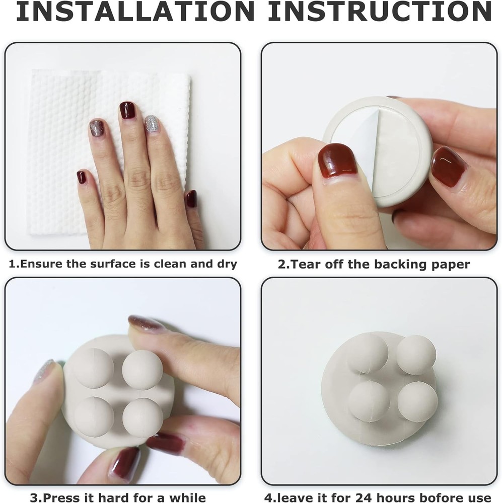 4 pcs Silicone Toothbrush Holder Multi-Function Hook Waterproof self Adhesive Si