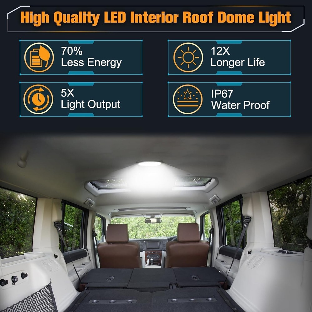 LED Overhead Dome Light Panel +Lamp Cover For 2011-2018 Ram 2500 3500 Commander