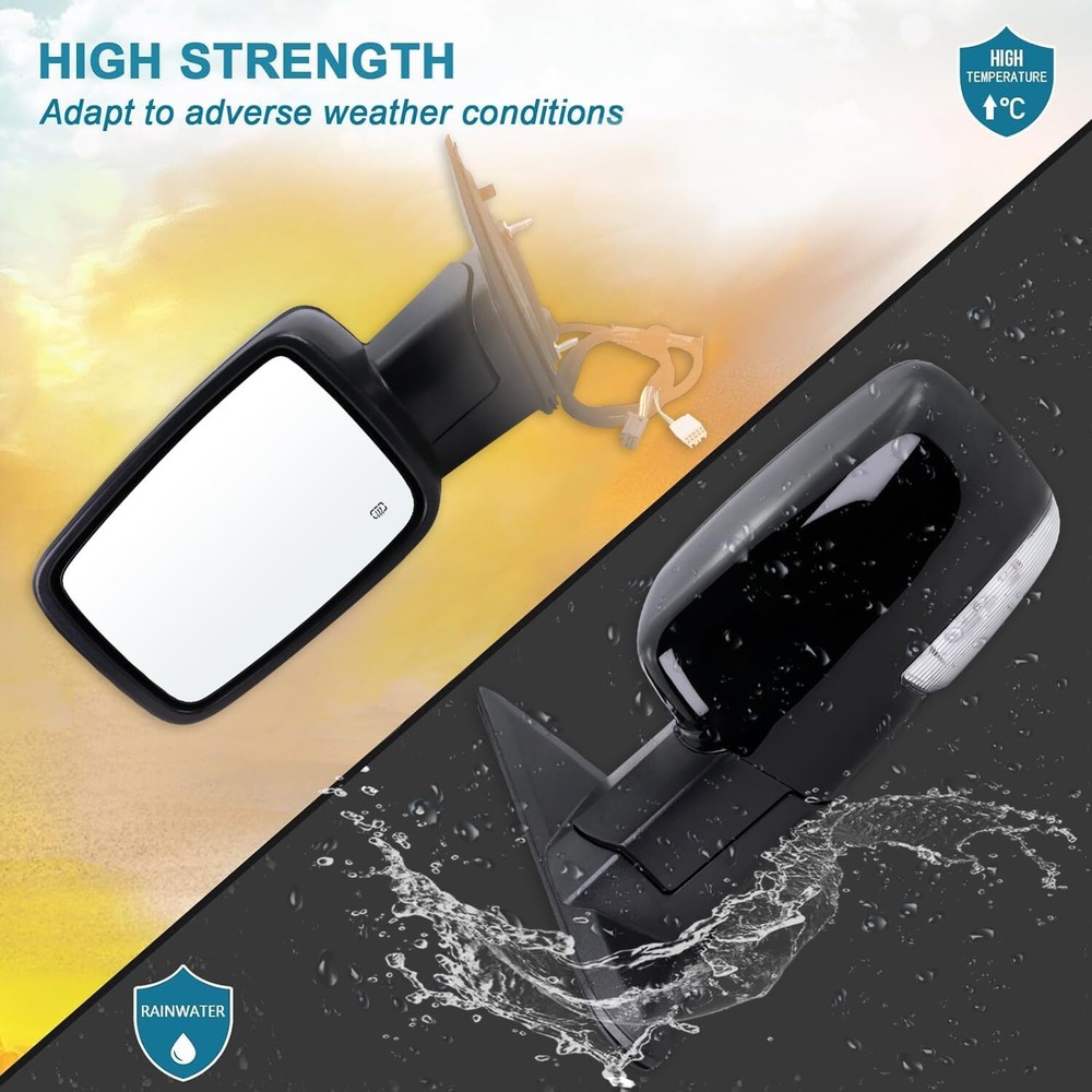 Left/Driver For 2013-2019 Dodge Ram 1500 Power Fold +Heated+ Temp Sensor Mirror