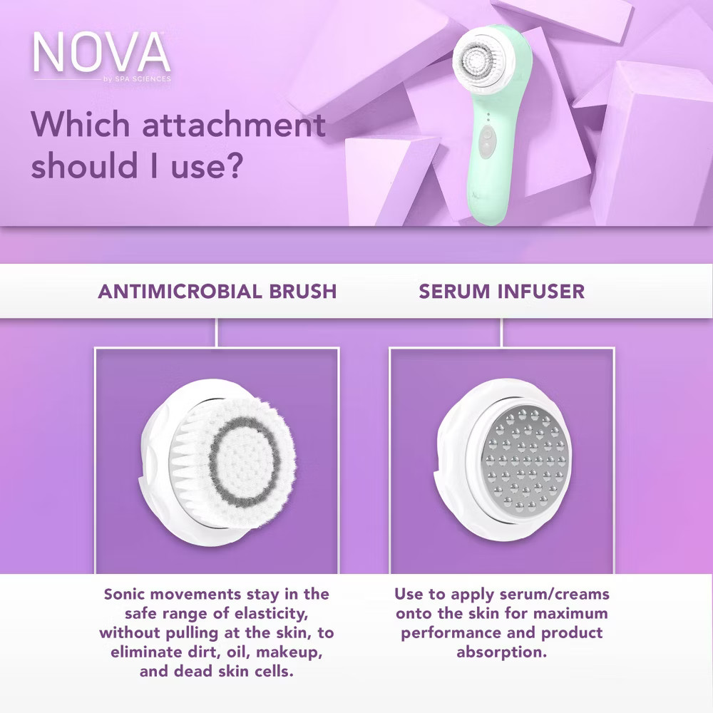 Spa Sciences Nova Antimicrobial Sonic Cleansing Brush & Infusion System - Mint