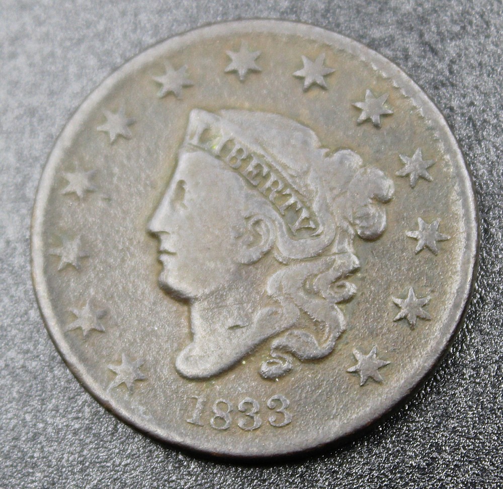 1833 Large Cent Nice Original Medium Brown VG