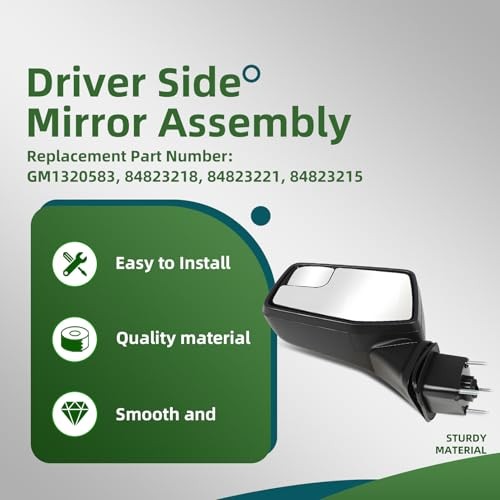 Driver Left Side Mirror Assembly Compatible with 2019-2023 Silverado and