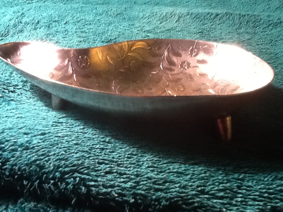 Hans Jensen, Denmark Danish Silver Plate Footed Bowl, 5 1/4" Flower Motif