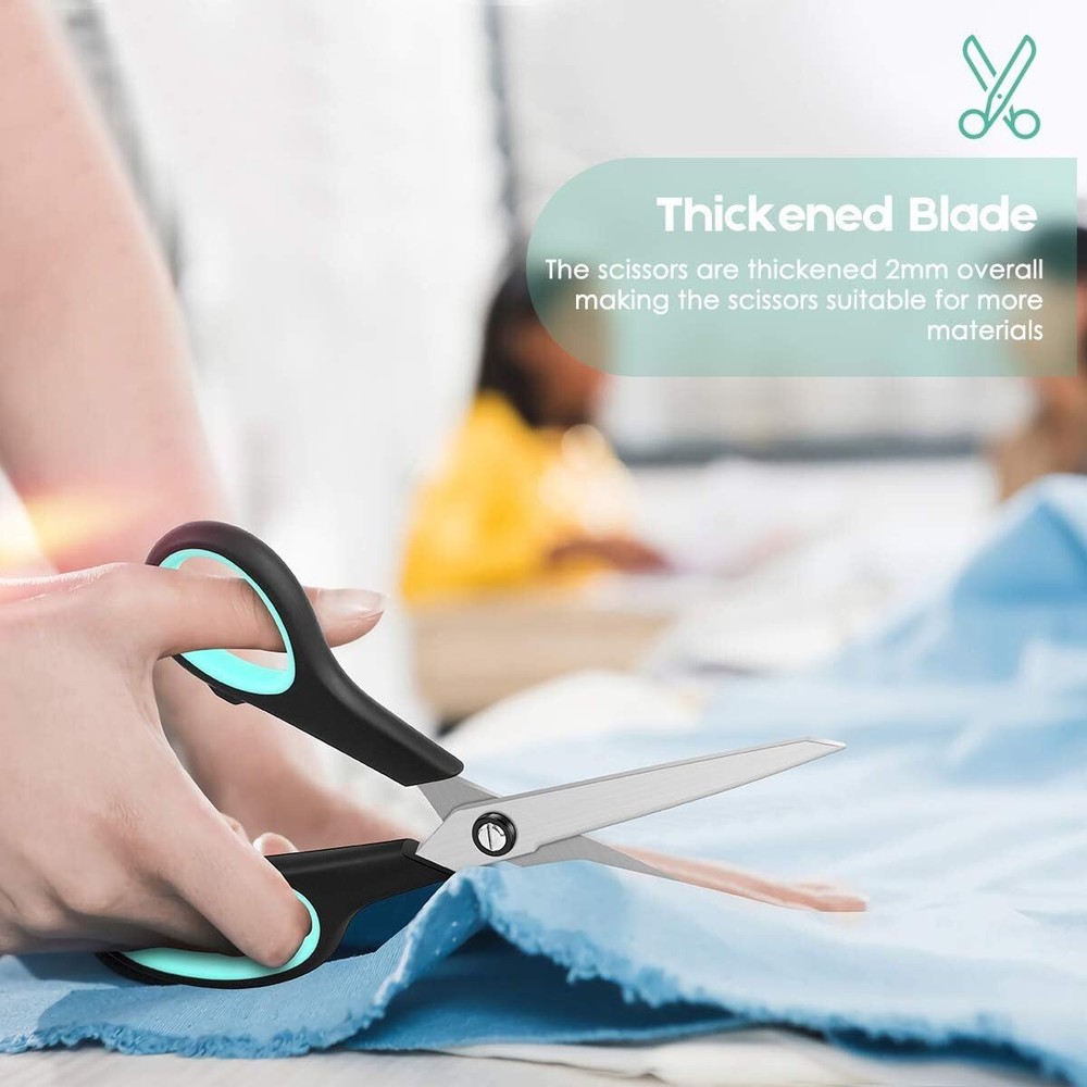 3-Pack 8" Sharp Heavy Duty Scissors for Office Home Sewing Crafts