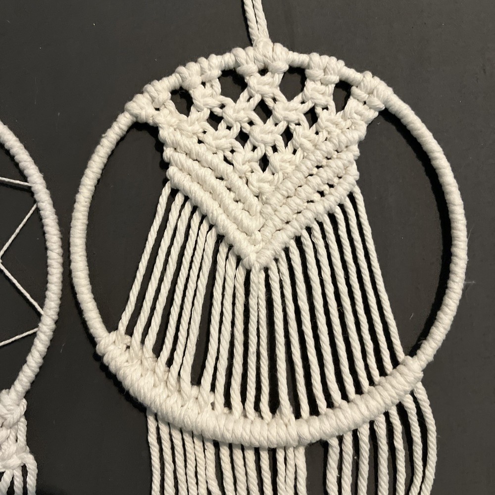 Set Of 2 Boho Macrame Dreamcatcher White