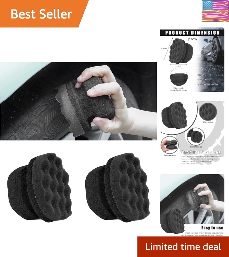 2 PCS Tire Dressing Applicator Pads, Reusable Hex Grip Tire Shine Applicator ...