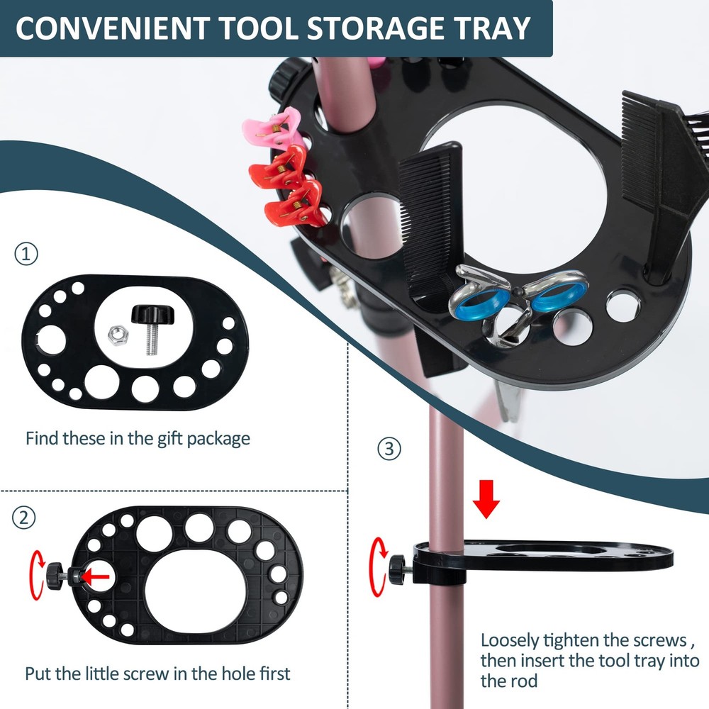 Stand Tripod Mannequin Head Stand Double Locking Tool Tray 53.5in