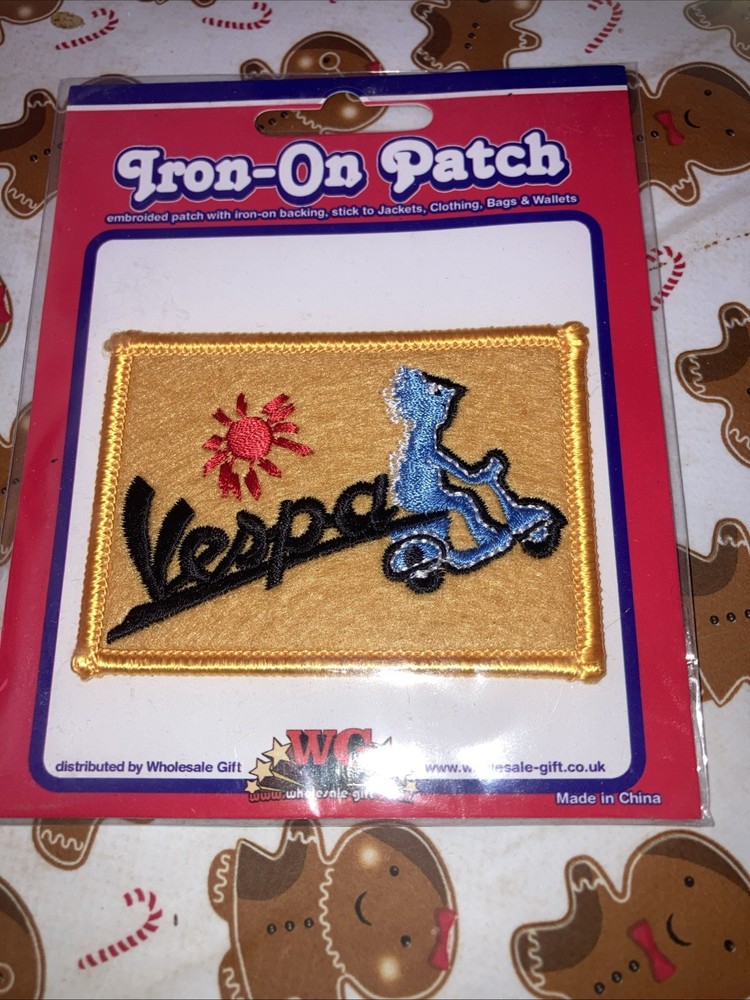 Iron On Patch. Vespa Patch. It 7.5cmx6cm. New In Packet.