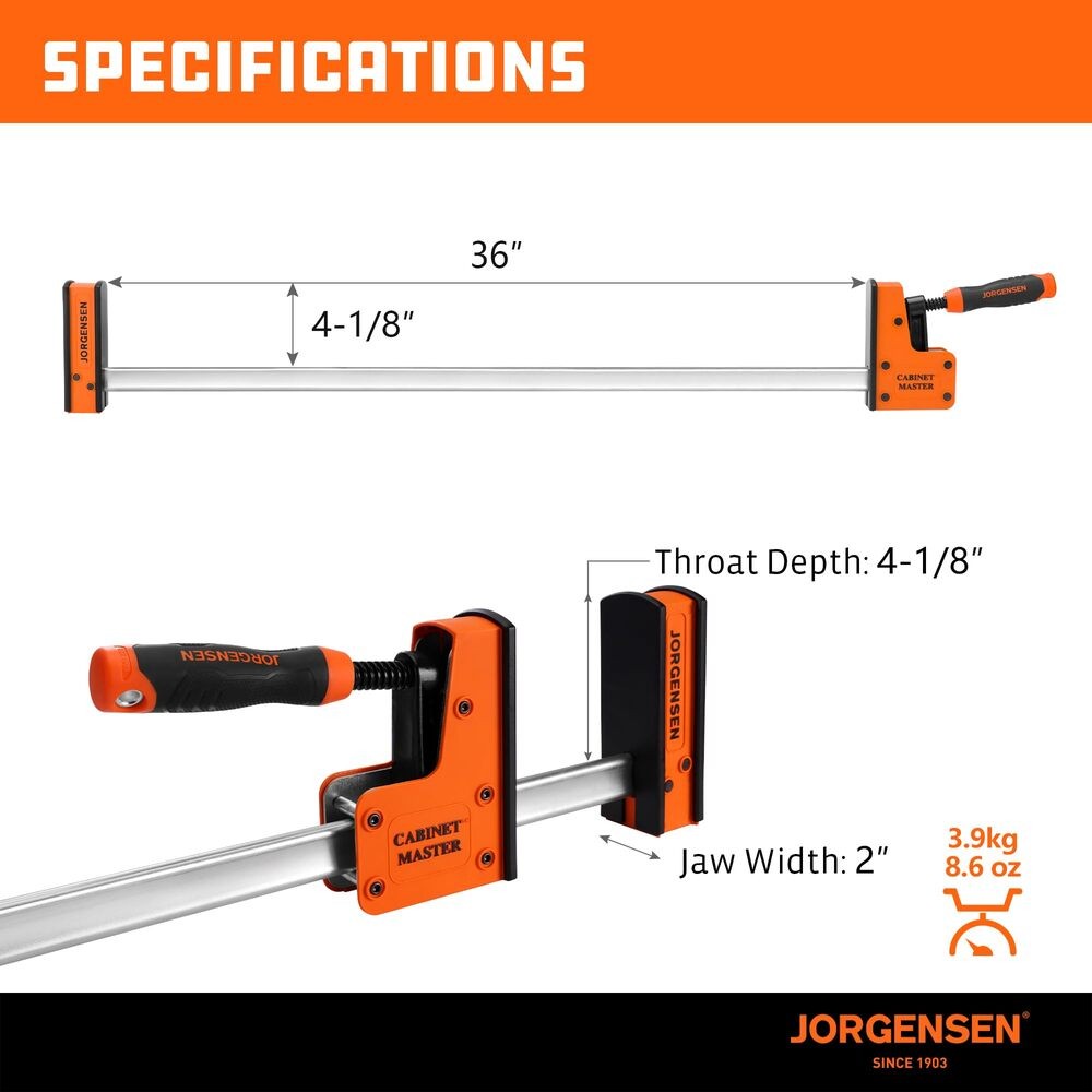 JORGENSEN 36" Parallel Bar Clamp Heavy-Duty Cabinet Master Clamp Spreader 2-Pack