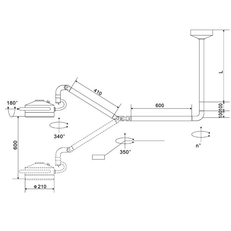 36W Ceiling Mounted LED Dental Surgical Exam Light Shadowless Operation Lamp