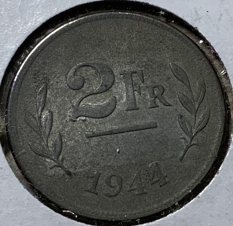 1944 Belgium 2 Francs