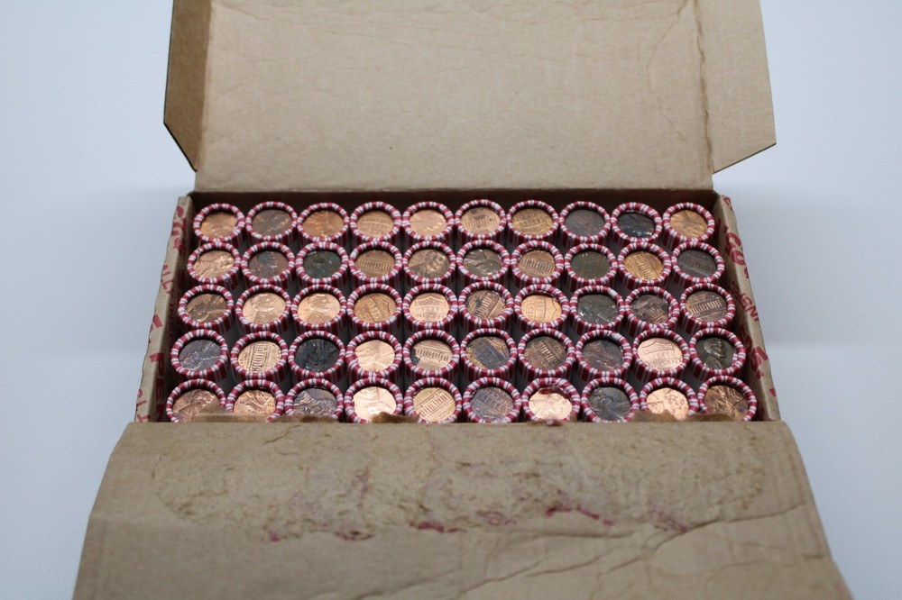 5 Rolls Lincoln Cent Rolls,Circulated,Unsearched