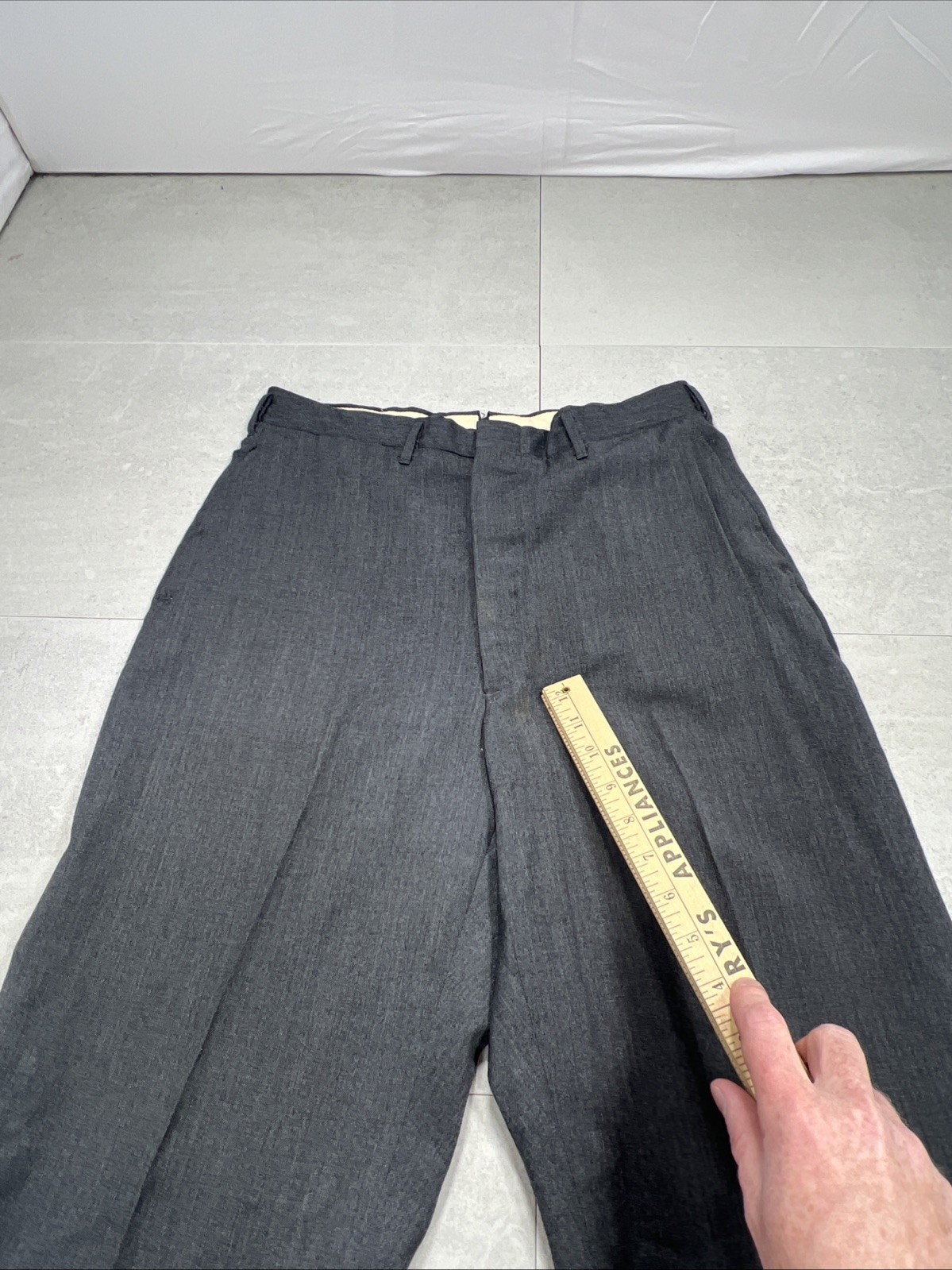 Vintage 50’s 60s Wool Dress Trousers Pleated Cuffed Conmar Zipper USA Gray Ivy