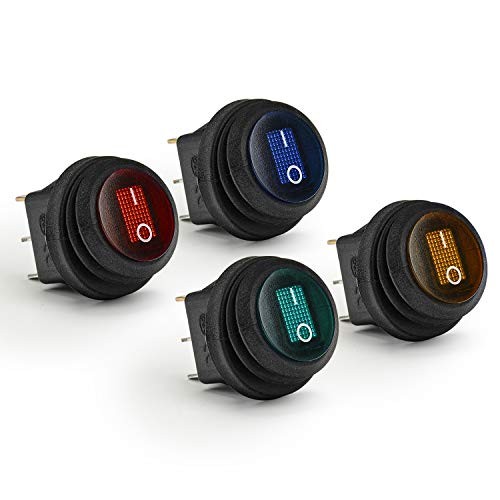 Waterproof Round Rocker Toggle Switch 2 Position DC 12V 20A ON Multicolored