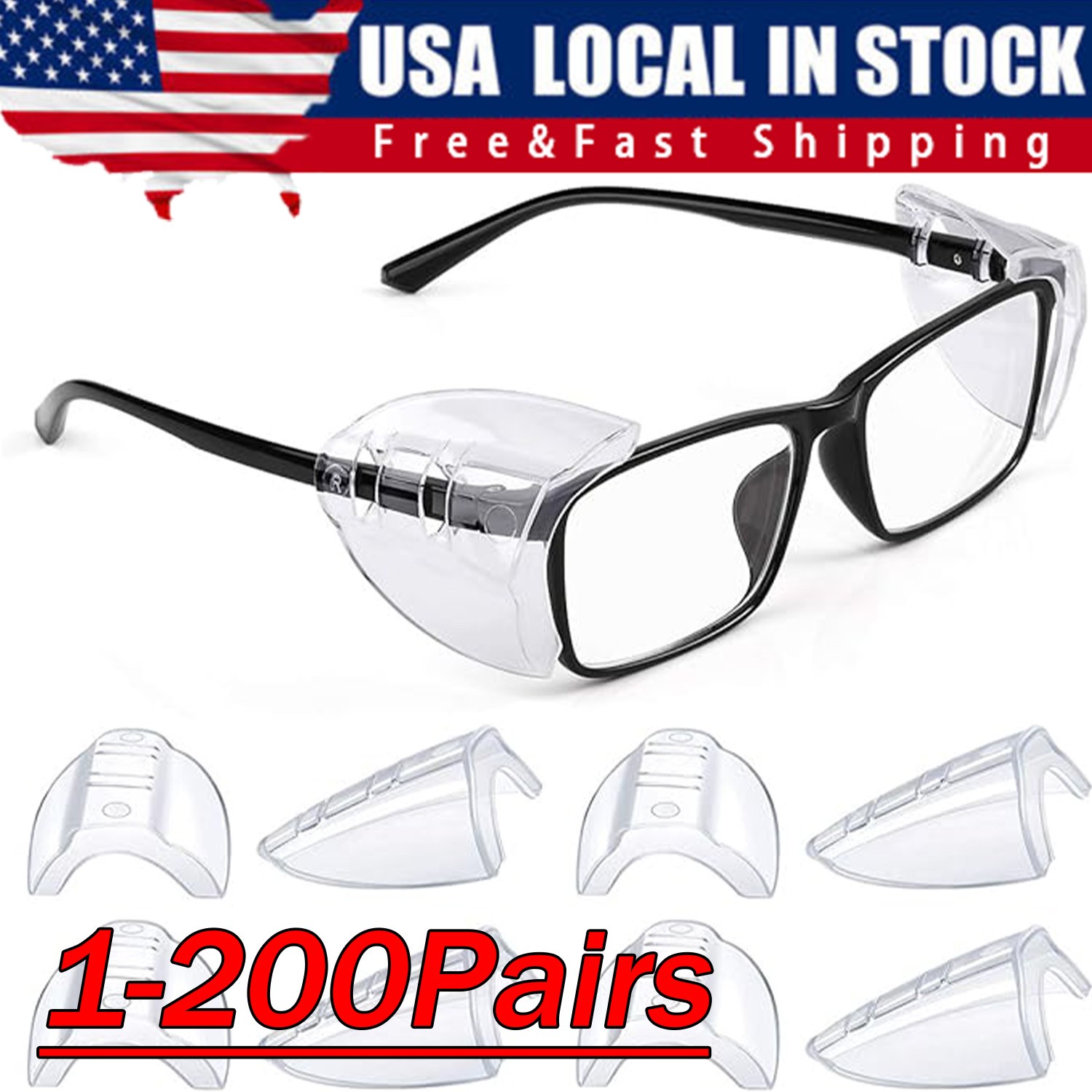 1~200 Pairs Side Shields For Eye Glasses Slip On Safety Glasses Shield Universal