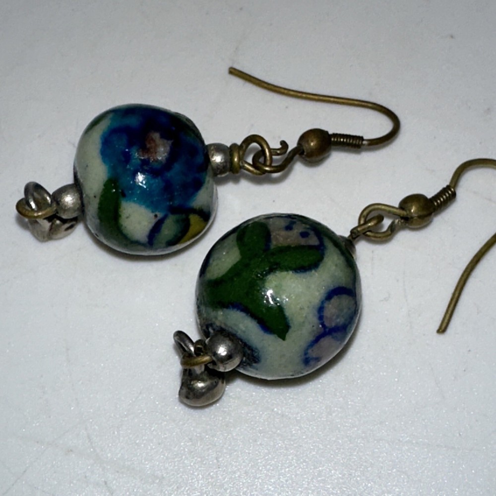 Glazed Ceramic Dangle Drop Earrings