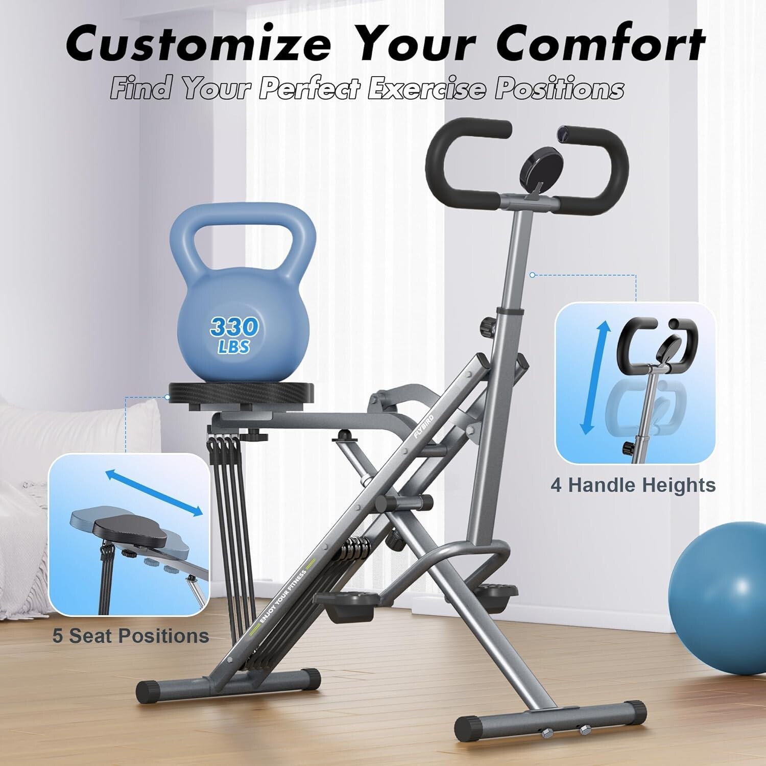 Squat Machine for Home Gym Squat Rowing Machine for Glute Trainer 4 Adjustment