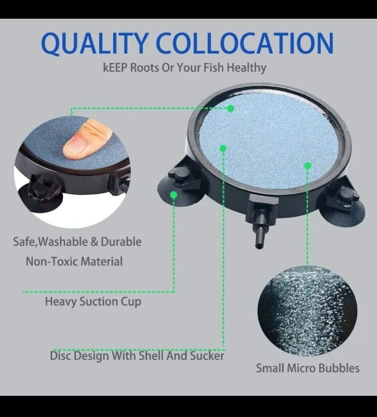 4.2-Inch Air Stone Disc Bubble Diffuser with Suction Cups for 4 PCS
