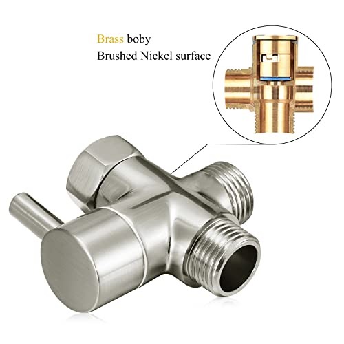 Solid Brass 3-way G1/2 Shower Diverter () Brushed Nickel