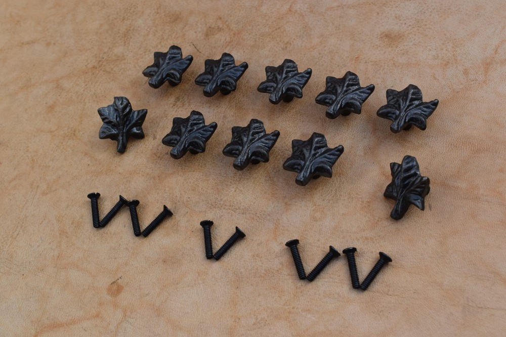 Vintage Cast Iron Knob Leaf shape Door Drawer Cabin handle cupboard knobs 10pc