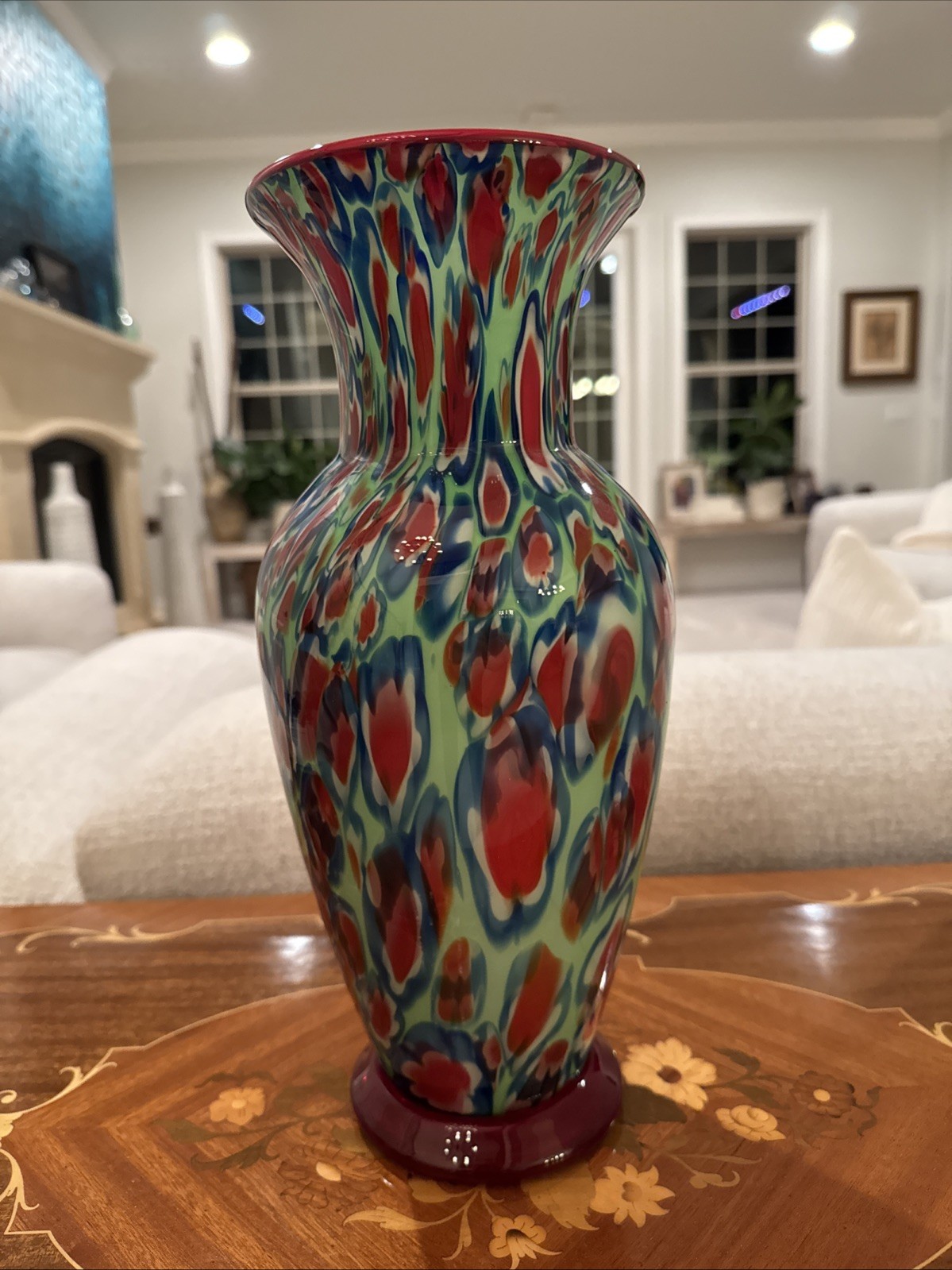 VINTAGE VASE ART GLASS MILLEFIORI LARGE