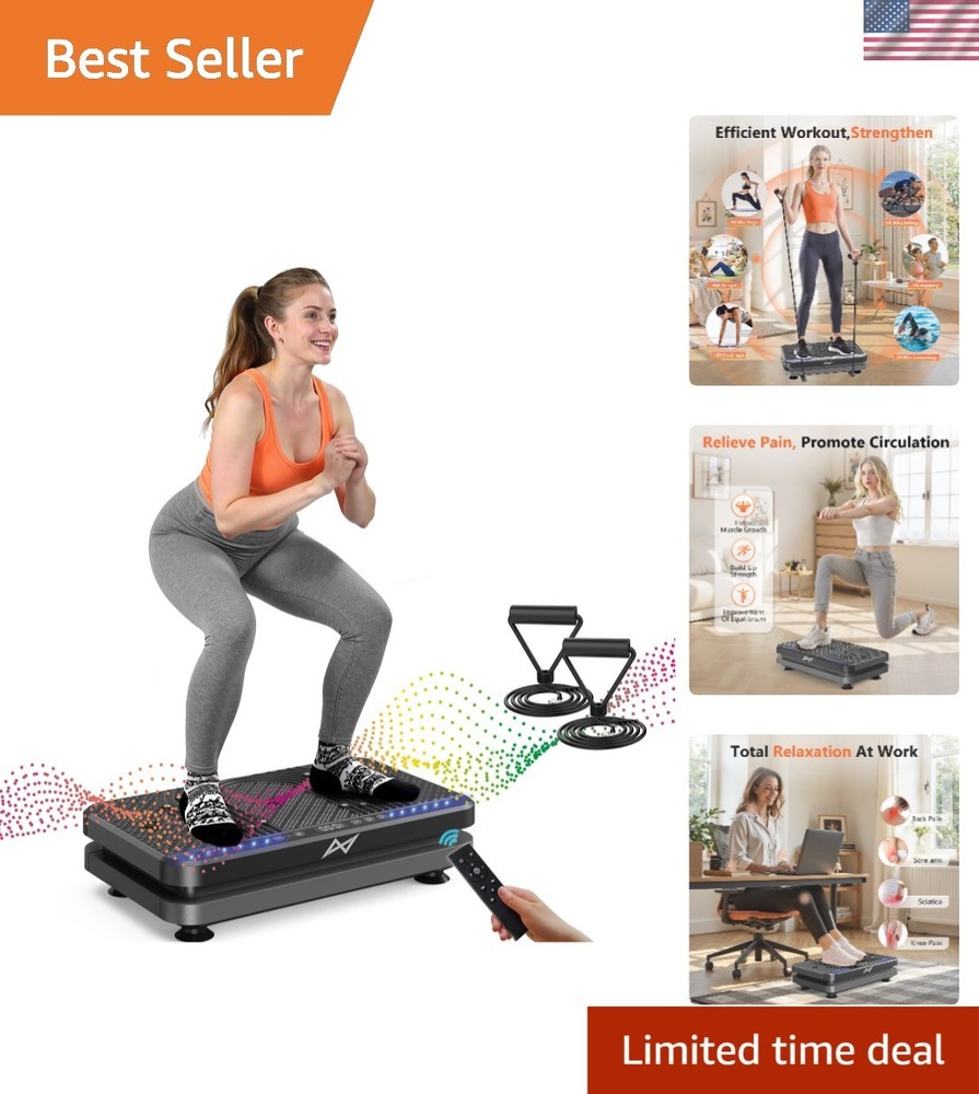 High-Performance Vibration Exercise Platform with Resistance Bands & LED Display