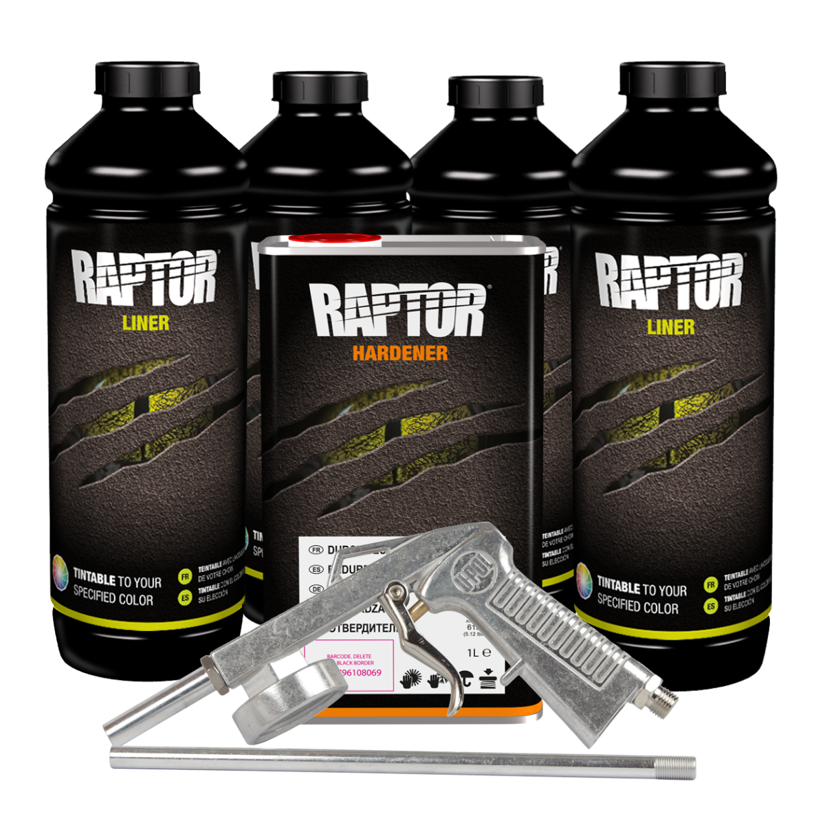 U-POL 821G Raptor Tintable Truck Bed Spray-On Liner Kit 821 with Gun (4 Liter)