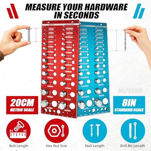 Nut and Bolt Thread Checker, 70 Size Bolt & Nut Identifier Board (26 Standard