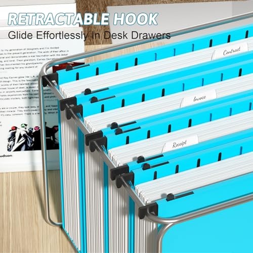 Extra Capacity Plastic Hanging File Folder Letter Size,12 Pack Multicolor