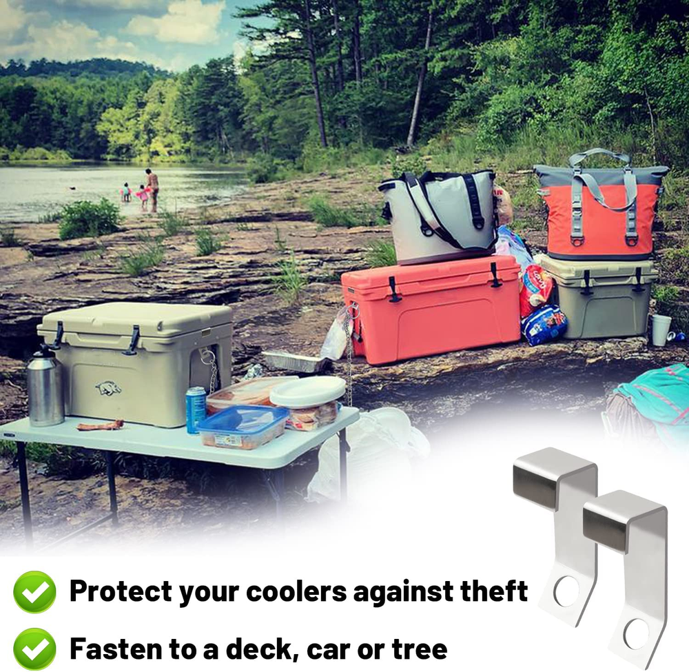 2 Pack Cooler Lock Bracket Compatible with Yeti/RTIC Coolers Tie Down Kit