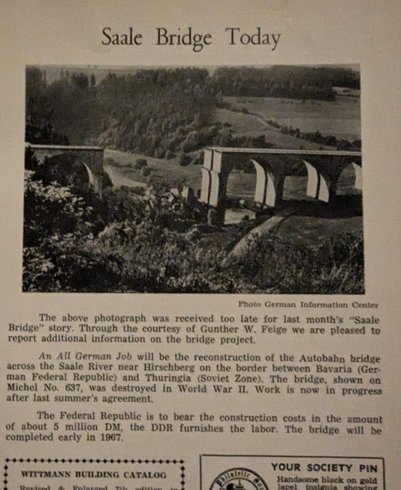 German Postal Specialist Jan 1965 Germany Under UV Saale Bridge Night Airmail